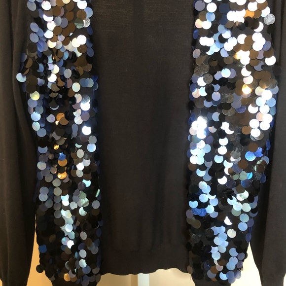 St. John Silk Knit Sequin Blue Cardigan (M) - Picture 4 of 8